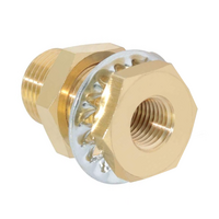 FloFlex Brass Pipe Fitting&lt;BR&gt;Bulkhead Connector Short 1/4&quot; Female x 1/4&quot; Female NPT